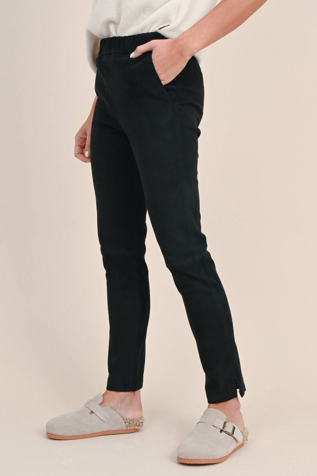 White T Velourslederhose in Midnight