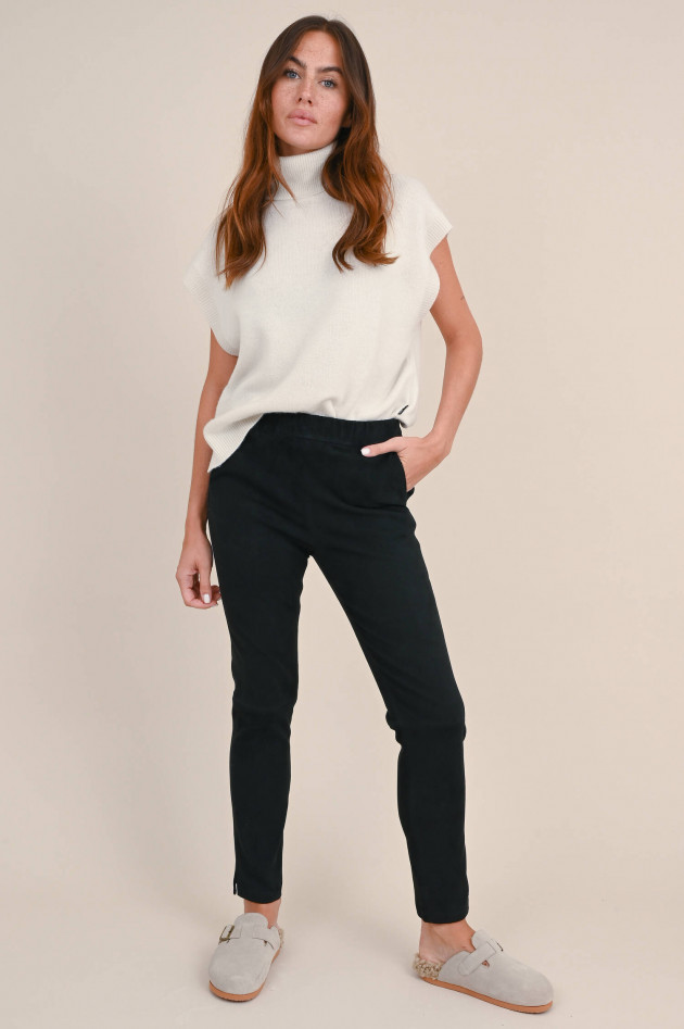 White T Velourslederhose in Midnight
