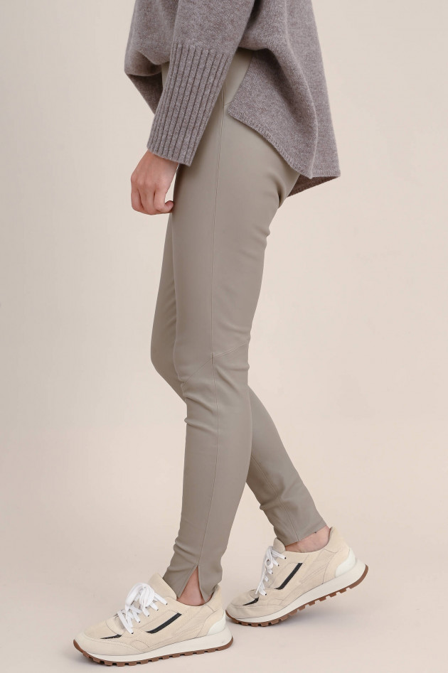 White T Nappaleder Legging in Taupe