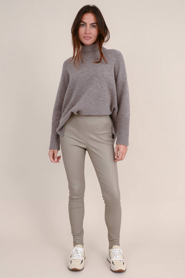 White T Nappaleder Legging in Taupe