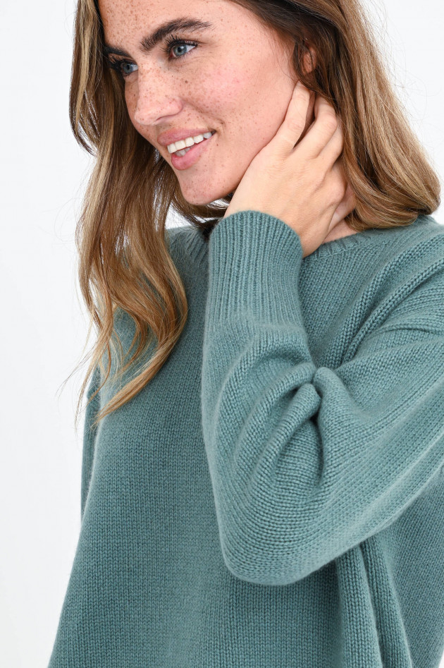White T Oversized Kaschmir-Pullover in Jadegrün