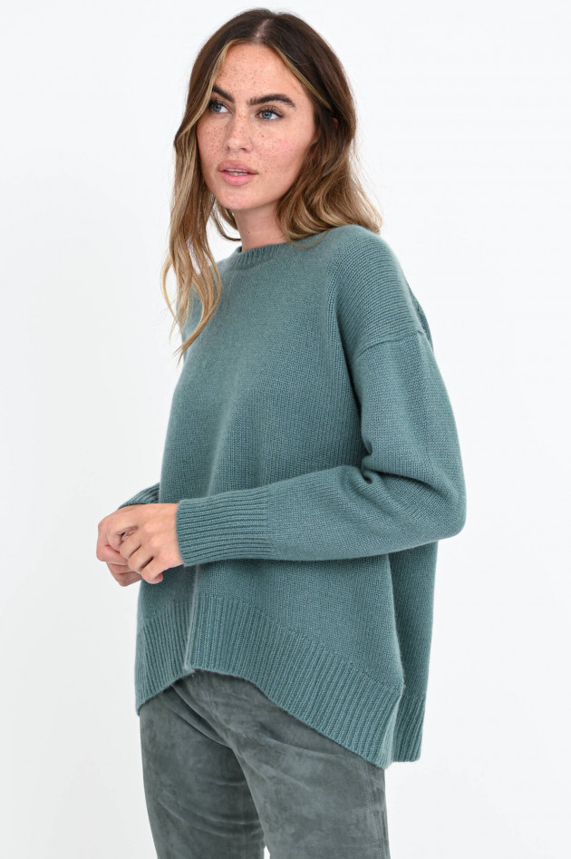 White T Oversized Kaschmir-Pullover in Jadegrün