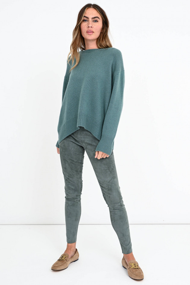 White T Oversized Kaschmir-Pullover in Jadegrün