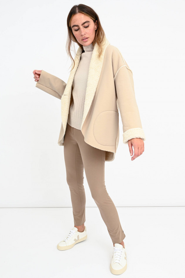 Whyci Jacke mit Lammfell-Look in Beige