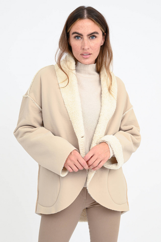 Whyci Jacke mit Lammfell-Look in Beige