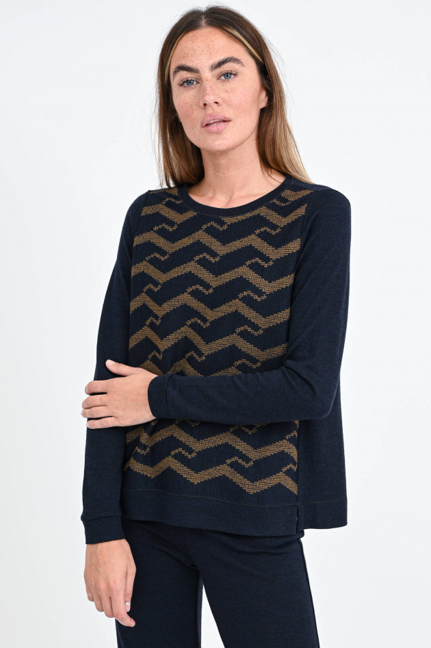 Whyci Musterstick Pullover in Midnight/Braun