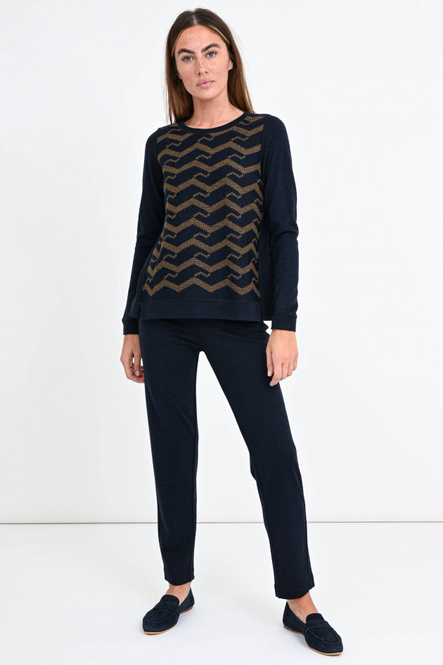 Whyci Musterstick Pullover in Midnight/Braun