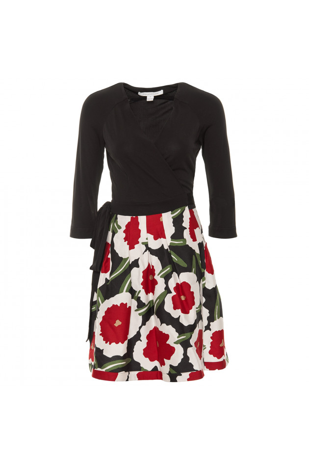 Diane von Fürstenberg Wickelkleid in Schwarz/Blumenmuster