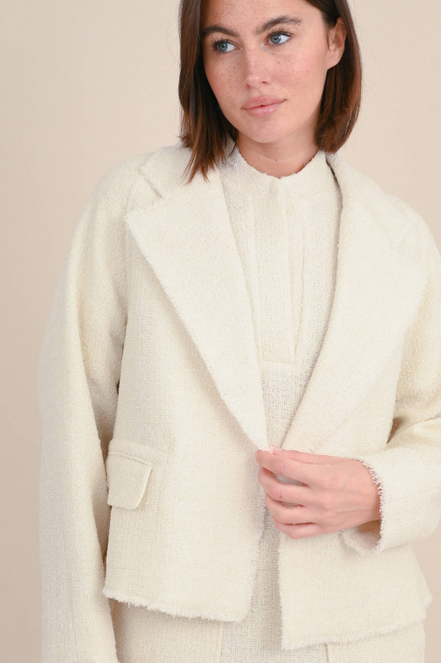 Windsor Bouclé Jacke mit Fransendetails in Creme