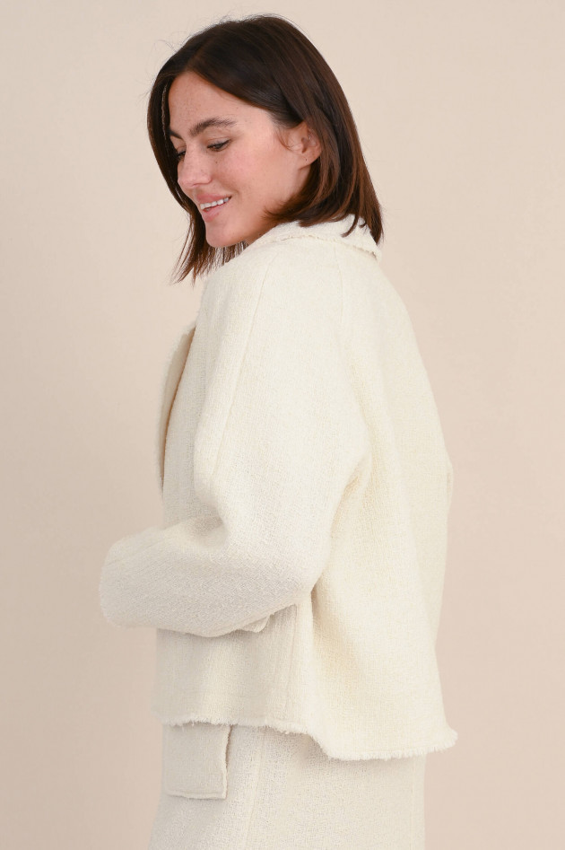 Windsor Bouclé Jacke mit Fransendetails in Creme