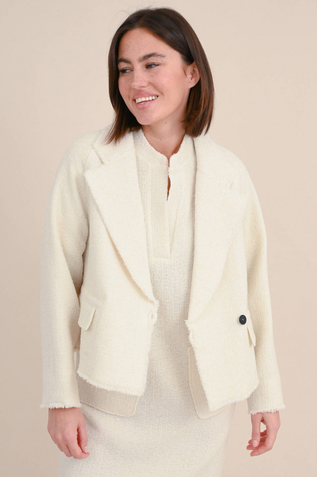 Windsor Bouclé Jacke mit Fransendetails in Creme