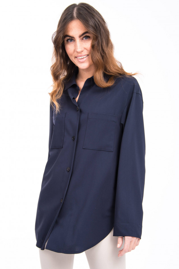 Windsor Bluse aus Schurwolle in Midnight