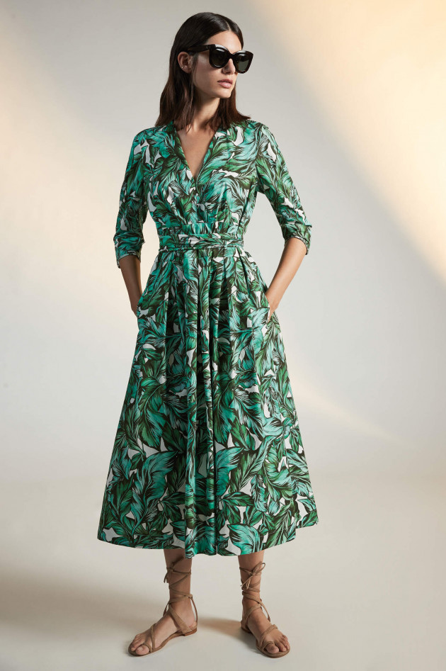 Windsor Midi-Kleid mit Palmendruck in Grün