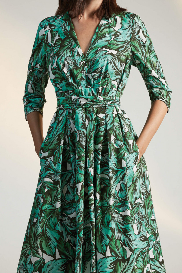 Windsor Midi-Kleid mit Palmendruck in Grün