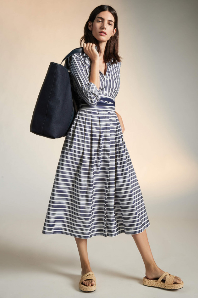 Windsor Midi-Kleid in Navy/Weiß gestreift