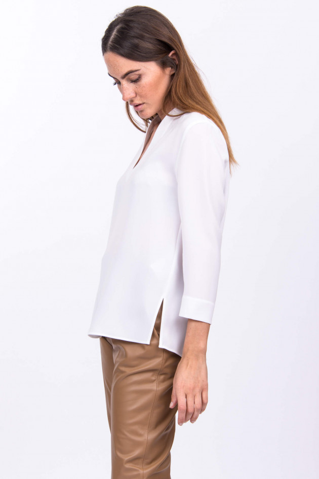 Windsor Langarm Crêpe-Bluse in Weiß