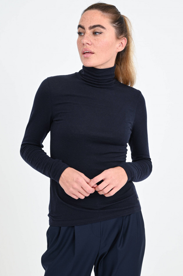 Windsor Rollkragen-Shirt aus Lyocell-Woll-Mix in Midnight