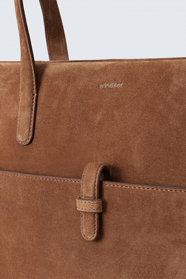 Windsor Tasche aus Veloursleder in Braun