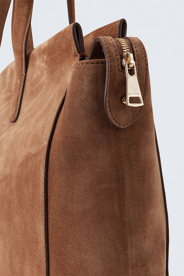 Windsor Tasche aus Veloursleder in Braun