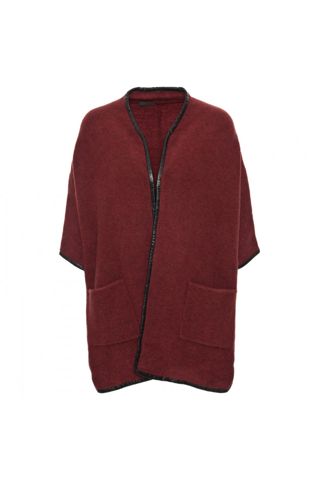 Grüner Wollcardigan in Cranberry meliert