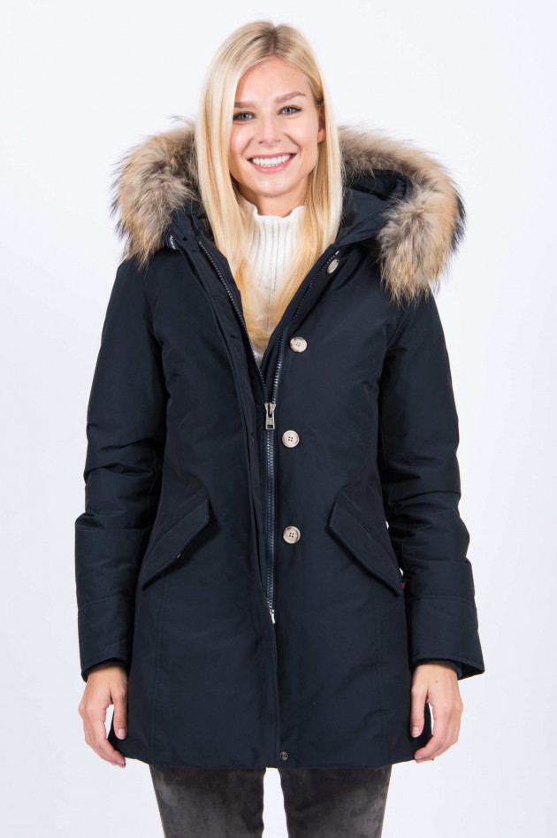 Woolrich Daunenparka mit Fellbesatz in Navy