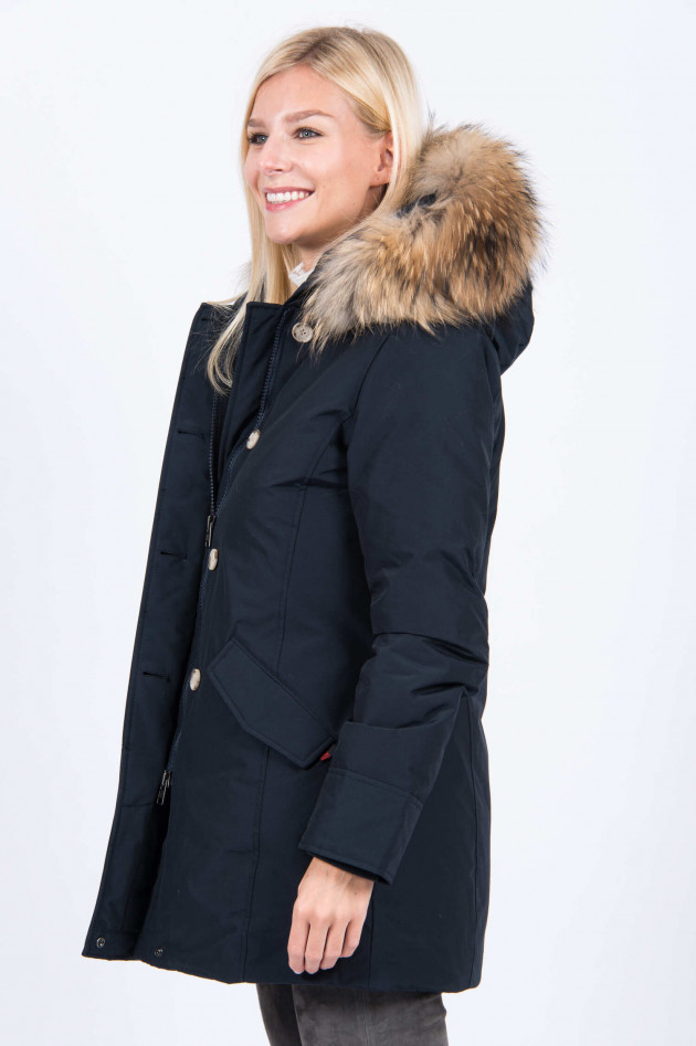 Woolrich Daunenparka mit Fellbesatz in Navy