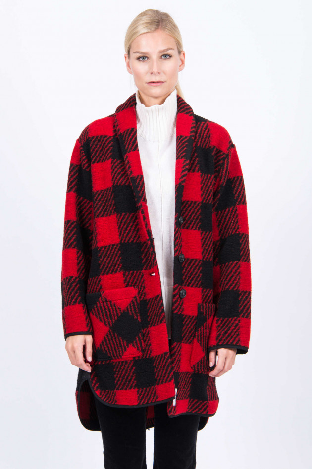 Woolrich Mantel im Karo-Look in Schwarz/Rot