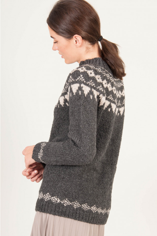 Woolrich Norweger - Pullover in Antra/Beige