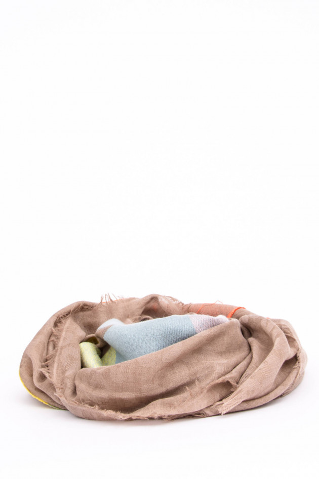 Yess Schal HAZIM mit Logo-Schriftzug in Beige