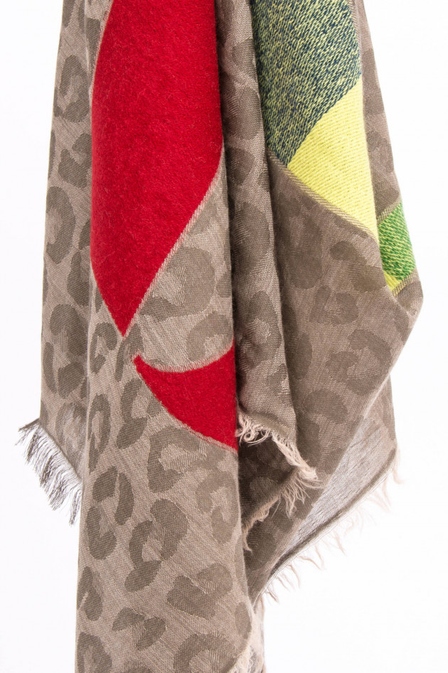 Yess Schal HAZIM mit Logo-Schriftzug in Khaki