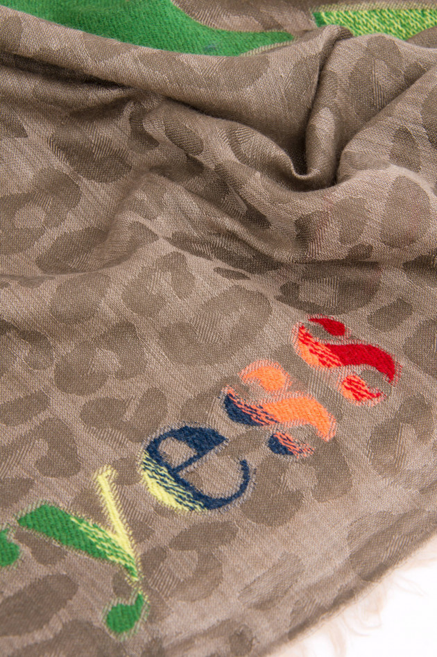 Yess Schal HAZIM mit Logo-Schriftzug in Khaki
