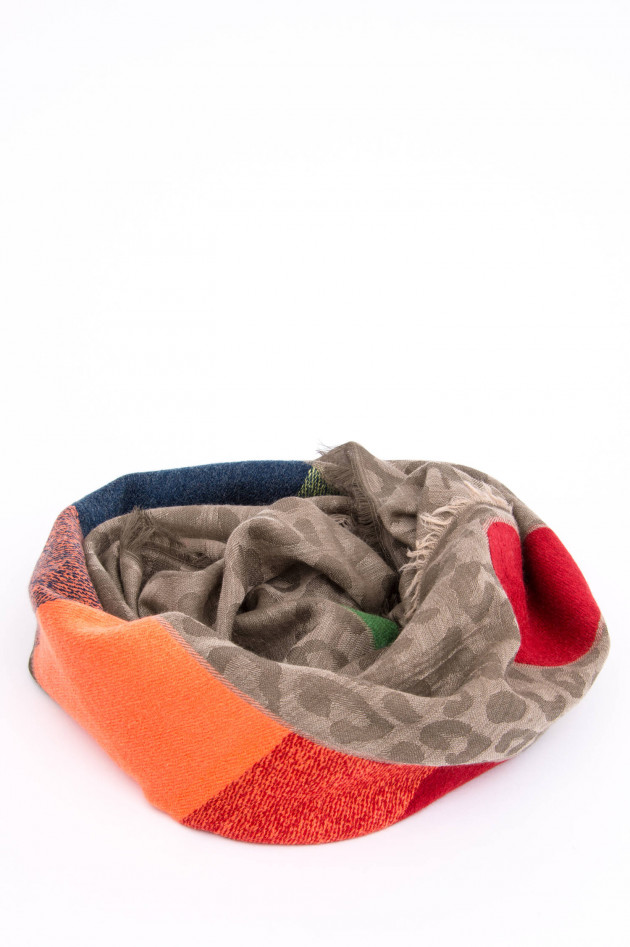 Yess Schal HAZIM mit Logo-Schriftzug in Khaki