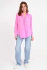 Baumwollbluse mit Rüschen in Neonpink