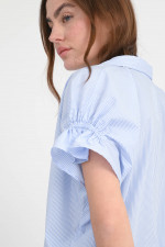 Gestreifte Bluse mit Arm-Detail in Blau/Weiß
