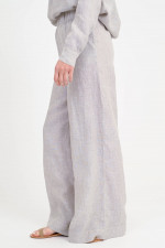 Wide-Leg Hose TAMINA aus Leinen in Hellgrau