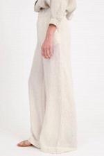 Wide-Leg Hose TAMINA aus Leinen in Sand