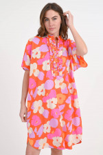 Florales Kleid DAISY mit Volants in Rot/Multicolor