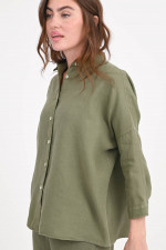 Leinenbluse mit verkürztem Arm GIOIA in Olive