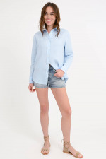 Langarm-Leinenbluse SILVY in Hellblau