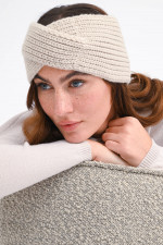 Cashmere Stirnband mit Twist in Sand