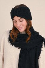 Cashmere Stirnband mit Twist in Schwarz