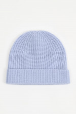 Rippstrickmütze aus Cashmere in Hellblau