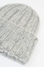 Mütze aus Wollmix in Grau meliert