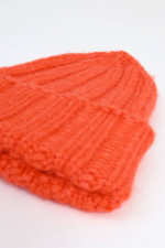 Mütze aus Wollmix in Neonorange