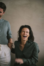 Leinen Hemdblusenkleid in Khaki