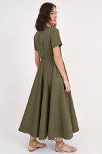 Wickelkleid aus Baumwollpopeline in Oliv