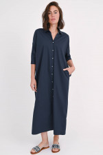 Langes Hemdblusenkleid in Navy