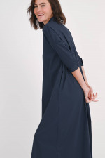 Langes Hemdblusenkleid in Navy