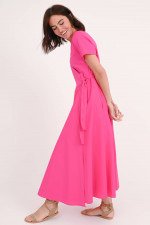 Wickelkleid aus Baumwollpopeline in Pink
