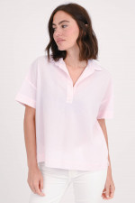 Seersucker Bluse ANNETTE in Weiß/Rosa